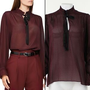 Reiss Maevie Silk-Blend Tie-Neck Dot Blouse